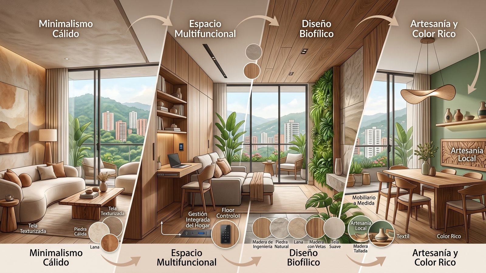 Tendencias de diseño de interiores 2026 para apartamentos en El Poblado